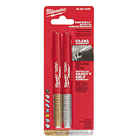 Inkzall Silver/Gold Fine Point Jobsite Markers- 2 Pk