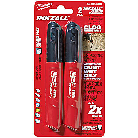 Inkzall Black Medium Point Jobsite Marker - 2 Pk.