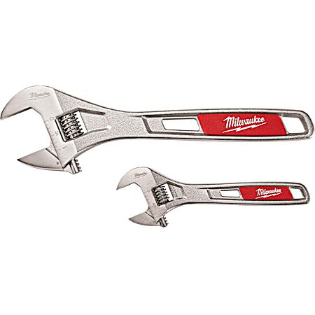6 in & 10 in Adjustable Chrome-Plated Wrench Set - 2 Pk