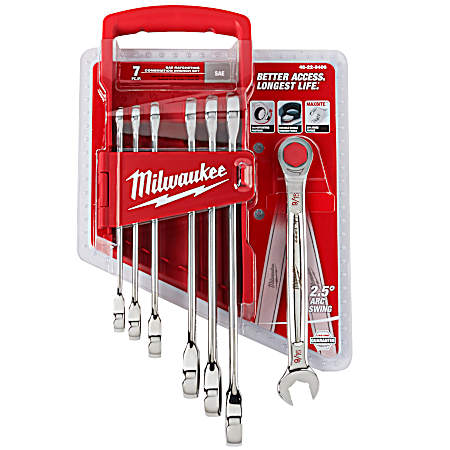 SAE Ratcheting Combination Wrench Set - 7 Pc