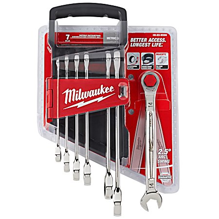 Metric Ratcheting Combination Wrench Set - 7 Pc