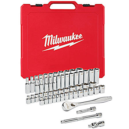 SAE & Metric 3/8 in Drive Ratchet & Socket Tool Set - 56 Pc