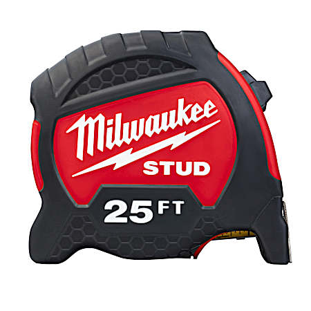 25 ft Red & Black Gen II STUD Tape Measure