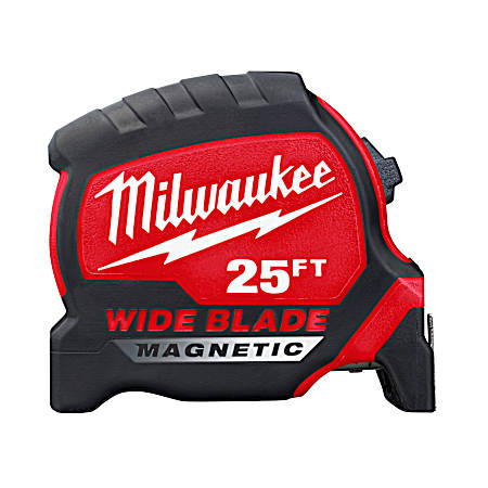 25 ft Red/Black Wide Blade Magnetic Tape Measure