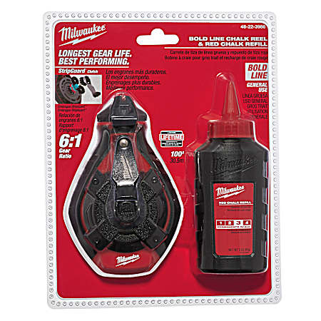 100 ft Bold Line Chalk Reel Kit w/ Red Chalk