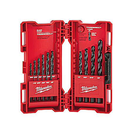THUNDERBOLT Black Oxide Drill Bit Set - 15 Pc