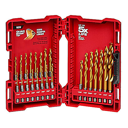 SHOCKWAVE RED HELIX Titanium Drill Bit Set - 23 Pc
