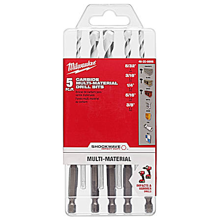 SHOCKWAVE Carbide Multi-Material Drill Bits - 5 Pc