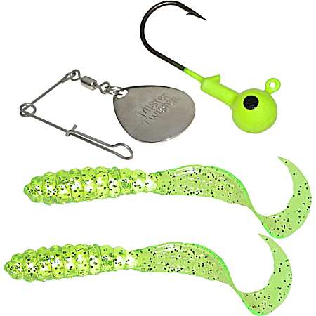 Meeny Grub Spin Combo - Chartreuse Flake
