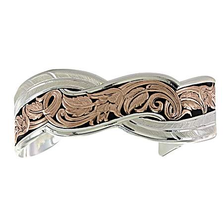 Two-Tone Sweeping Leather Cuff Bracelet