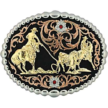 Tricolor Team Roper Attitude Belt Buckle