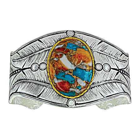 Nature's Beauty Glacier Turquoise Feather Cuff Bracelet