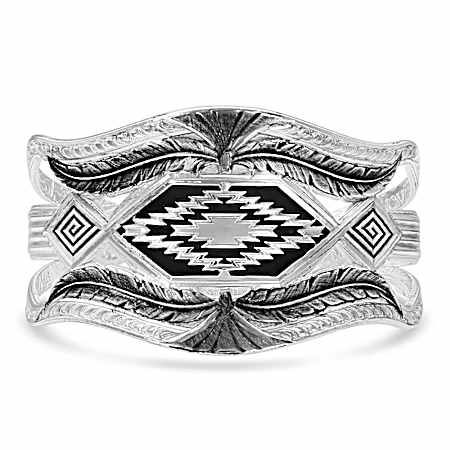 Courage & Strength Feather Cut-Out Cuff Bracelet