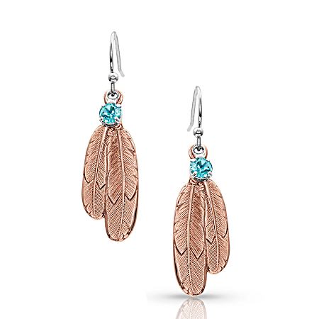 Gift of Rose Gold Freedom Feather Earrings
