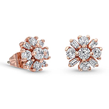 Simply Brilliant Rose Flower Earrings