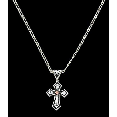 Antique Copper Diamond Cross Necklace