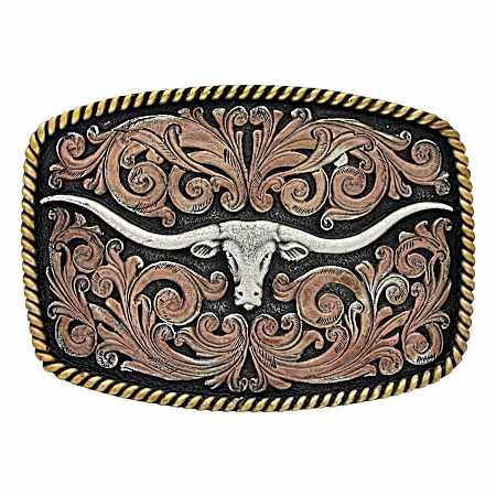 Tricolor Texas Longhorn Attitude Buckle