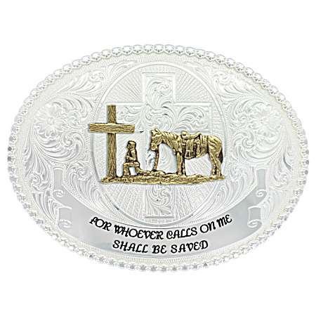 Faith & Wisdom Western Belt Buckle w/ Christian Cowboy
