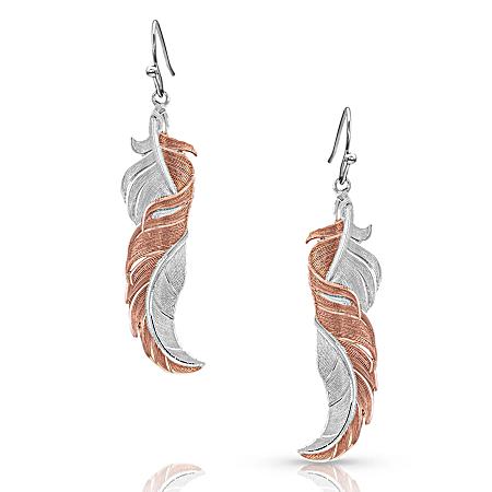 Twisted Rose Feather Earrings