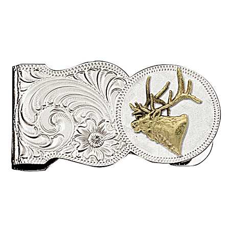 Elk Head Scalloped Money Clip