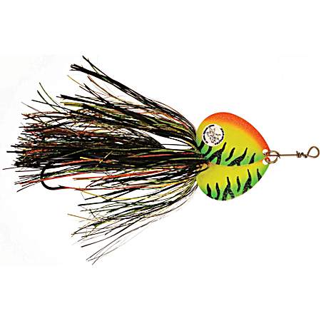 Double Showgirl 7.5 in Black Fire Musky Spinner Lure