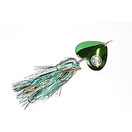 Double Cowgirl 10 in Black/Green/Pearl/Green Musky Spinner Lure