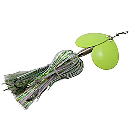 5 in White/Chartreuse Micro Double Cowgirl Musky Spinner Lure