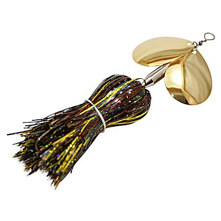 5 in Brown/Yellow/Black Micro Double Cowgirl Musky Spinner Lure