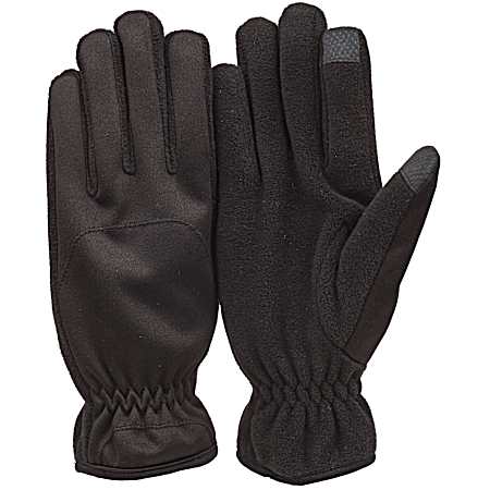 Men's Black Basic Finger Tip Fleece Gloves