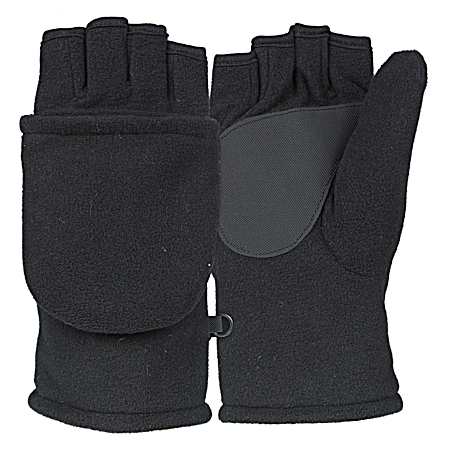 Men's Black Pop Top Fleece Gloves