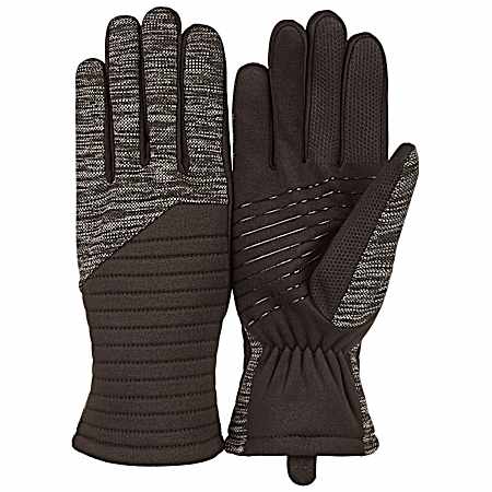 Ladies' Heather/Black Lined Polyester Fleece Gloves