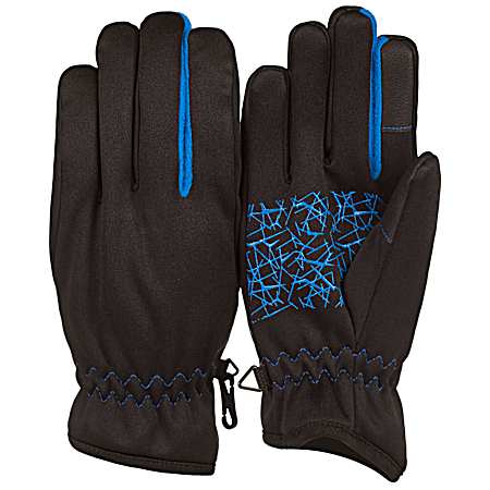 Youth Black/Blue Active Polyester Gloves