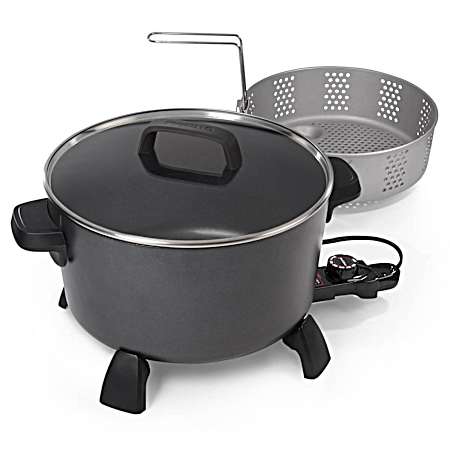 10 qt Black Kitchen Kettle Multi-Cooker/Steamer