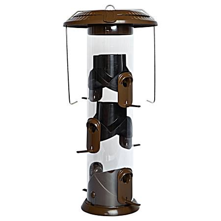 Brown Wide Deluxe Funnel Flip-Top Tube Feeder