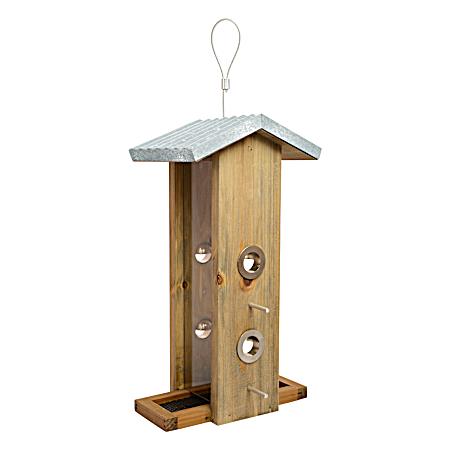 Galvanized Weathered Cedar Vertical Feeder