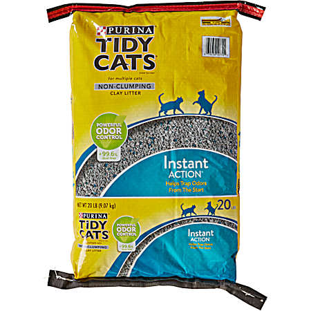 Tidy Cats Instant Action Unscented Non-Clumping Cat Litter, 20 lbs