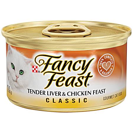 Fancy Feast Adult Tender Liver & Chicken Feast Classic Pate Wet Cat Food 3 oz