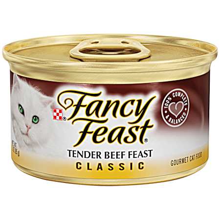Fancy Feast Adult Tender Beef Feast Classic Pate Wet Cat Food 3 oz