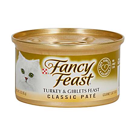 Fancy Feast Adult Turkey & Giblets Feast Classic Pate Wet Cat Food 3 oz