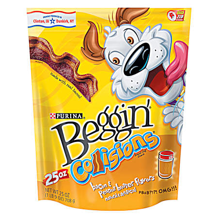 Beggin' Collisions Bacon & Peanut Butter Flavor Dog Treats 25 oz