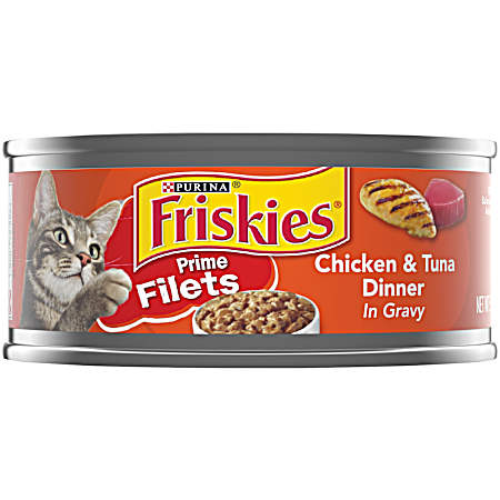 Friskies All Lifestages Prime Filets w/ Chicken & Tuna in Gravy Wet Cat Food, 5.5 oz Can