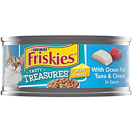 Friskies Tasty Treasures All Lifestages w/ Ocean Fish, Tuna & Cheese in Sauce Wet Cat Food