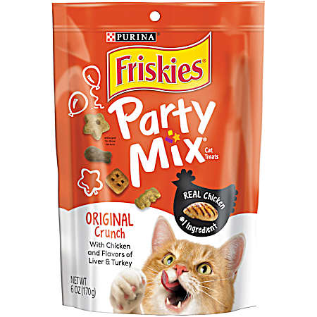 Friskies Party Mix Crunch Original Crunch w/ Real Chicken Cat Treats 6 oz