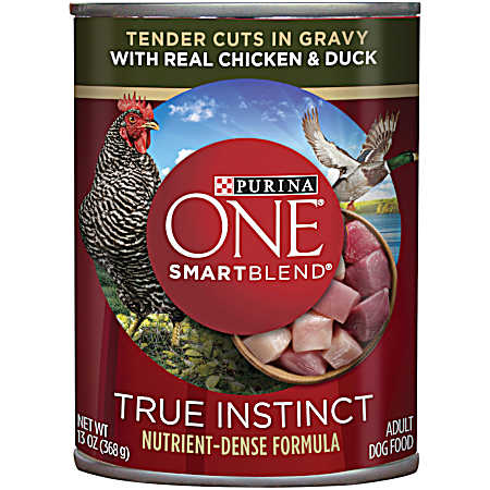 ONE True Instinct Adult Chicken & Duck Tender Cuts in Gravy Wet Dog Food, 13 oz Can