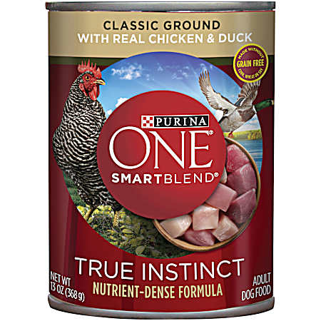 ONE True Instinct Adult Chicken & Duck Classic Ground Wet Dog Food, 13 oz Can