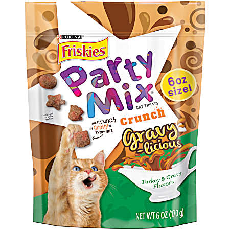 Friskies Party Mix Adult Gravy-licious Turkey & Gravy Crunch Cat Treats
