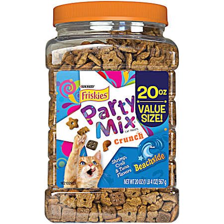 Friskies Party Mix Crunch Beachside Shrimp, Crab & Tuna Flavors Cat Treats