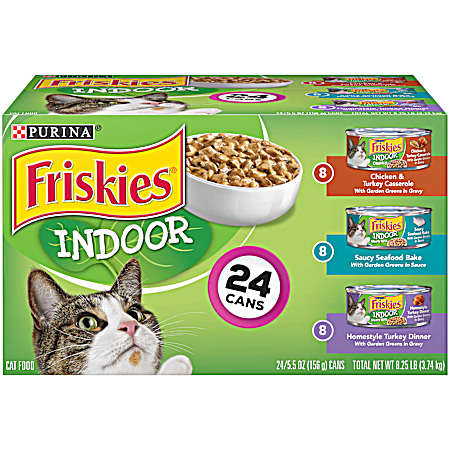 Friskies Adult Indoor Variety Pack Wet Cat Food - 24 pk