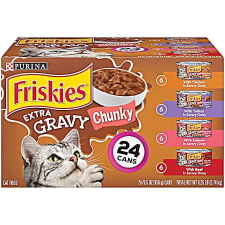 Friskies Adult Extra Gravy Chunky Variety Pack Wet Cat Food - 24 pk