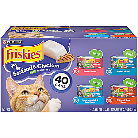 Friskies Adult Seafood & Chicken Pate Favorites Variety Pack Wet Cat Food - 40 pk